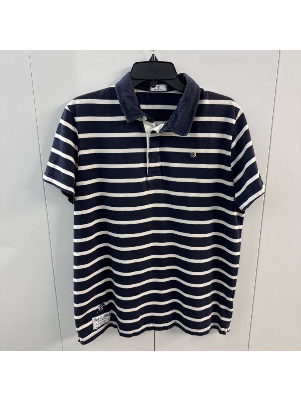 Serge Blanco Blue White Stripped Mens Polo Rugby Shirt Size XL